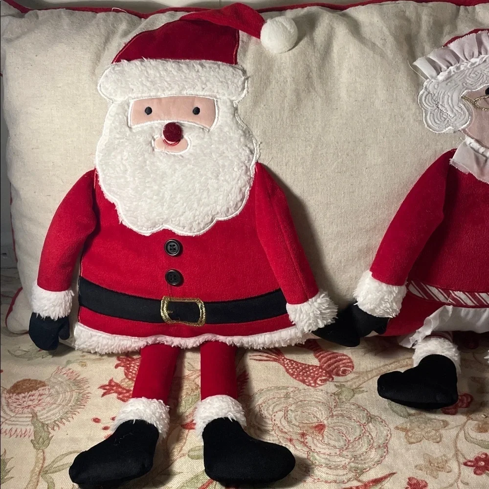 Isaac Mizrahi Red and Black Santa & Mrs. Claus Holiday Rectangular Pillow